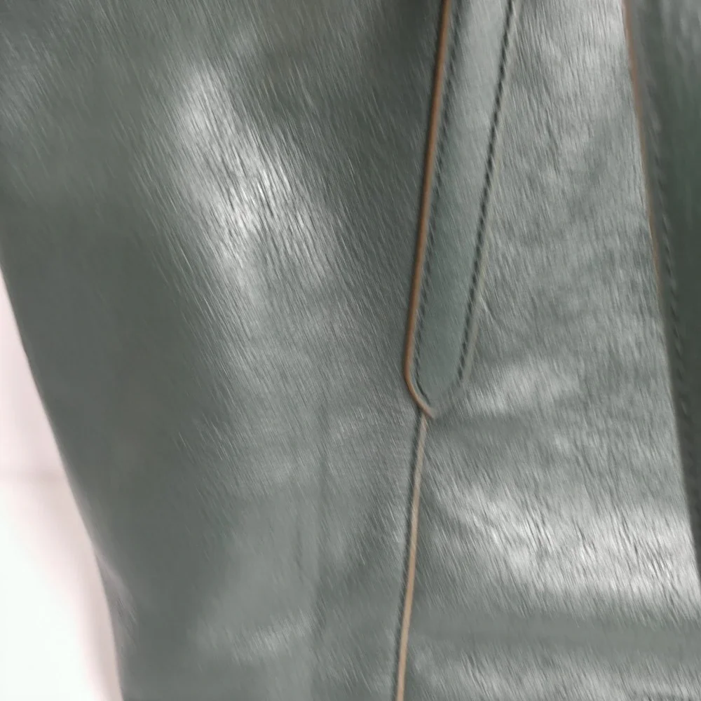 Fossil Felicity Dark Green Leather Tote Shoulder Bag Purse Zip Top Brass Studs